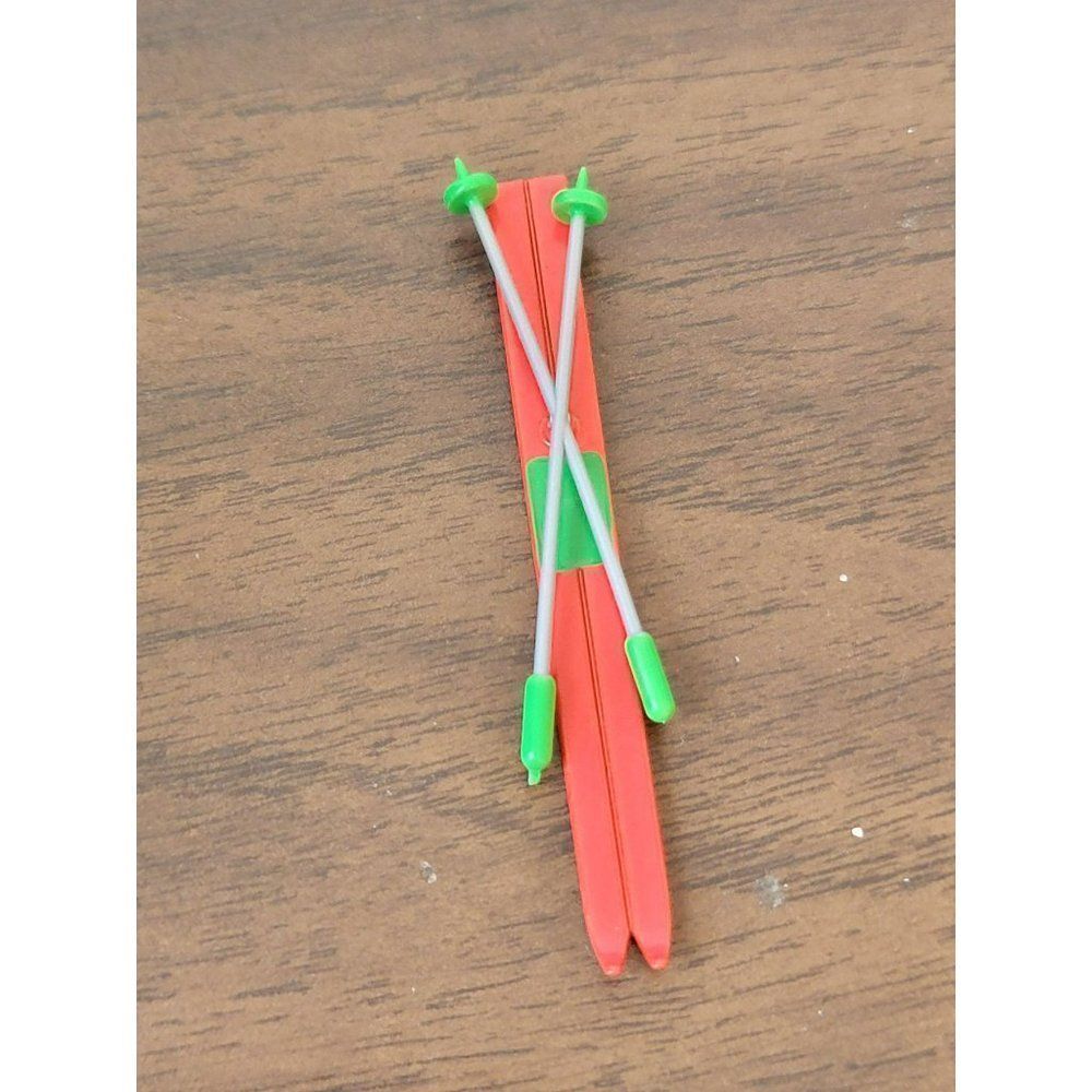 Dept 56 red green ski equipment Village accessory Xmas decor